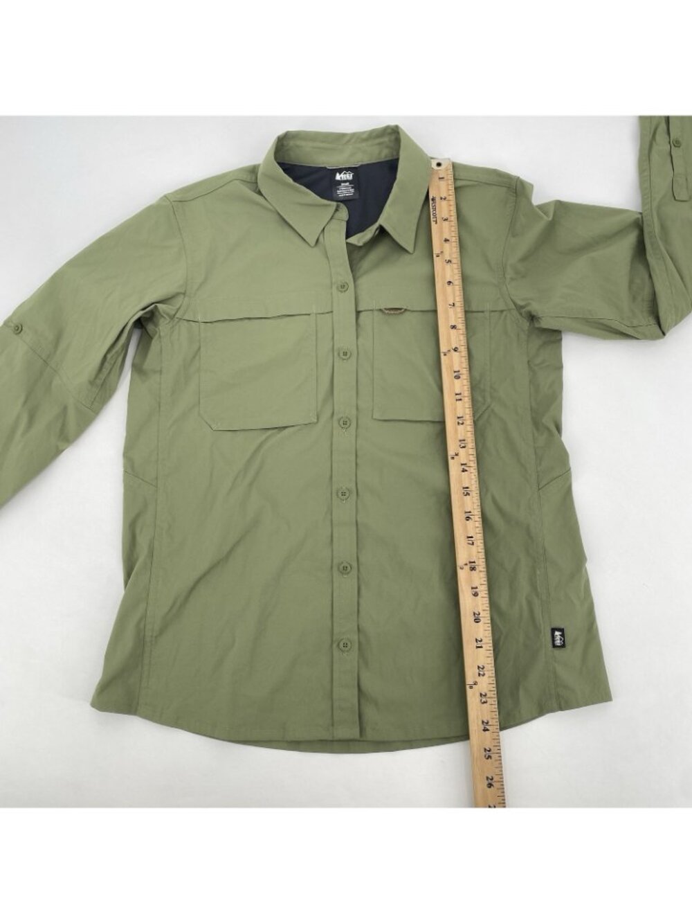 REI Co-op Womens Small Green Sahara Button Up Long Sleeve Outdoor Vented Shirt - Picture 3 of 12
